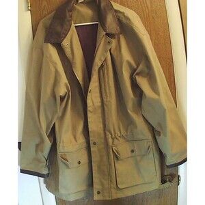Vintage Field Barn Coat Men's Sz. X-Large Brown Canvas 100% Leather Trim